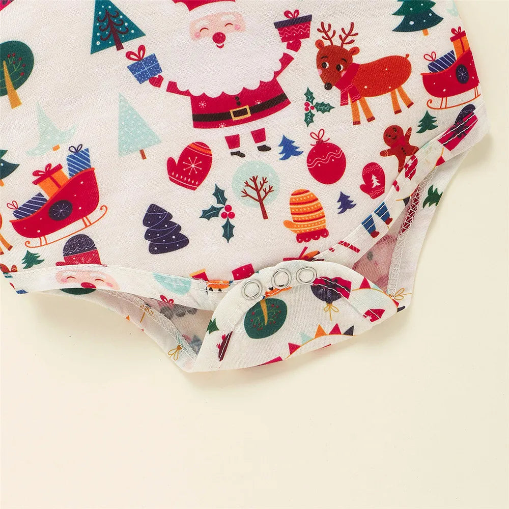 My First Christmas Baby Boy Christmas Outfits Cartoon Fox Deer Romper+Overalls Carnival New Year Clothes for Newborns