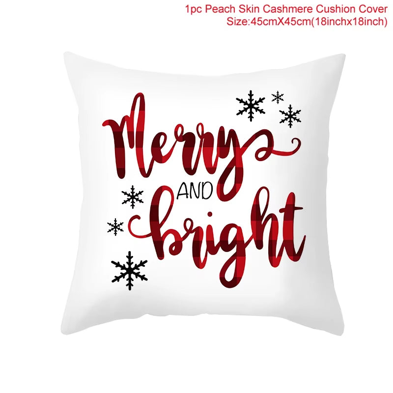 Christmas Cushion Cover Christmas Ornaments Merry Christmas Decorations for Home 2023 XMAS Navidad Noel Gifts New Year 2024