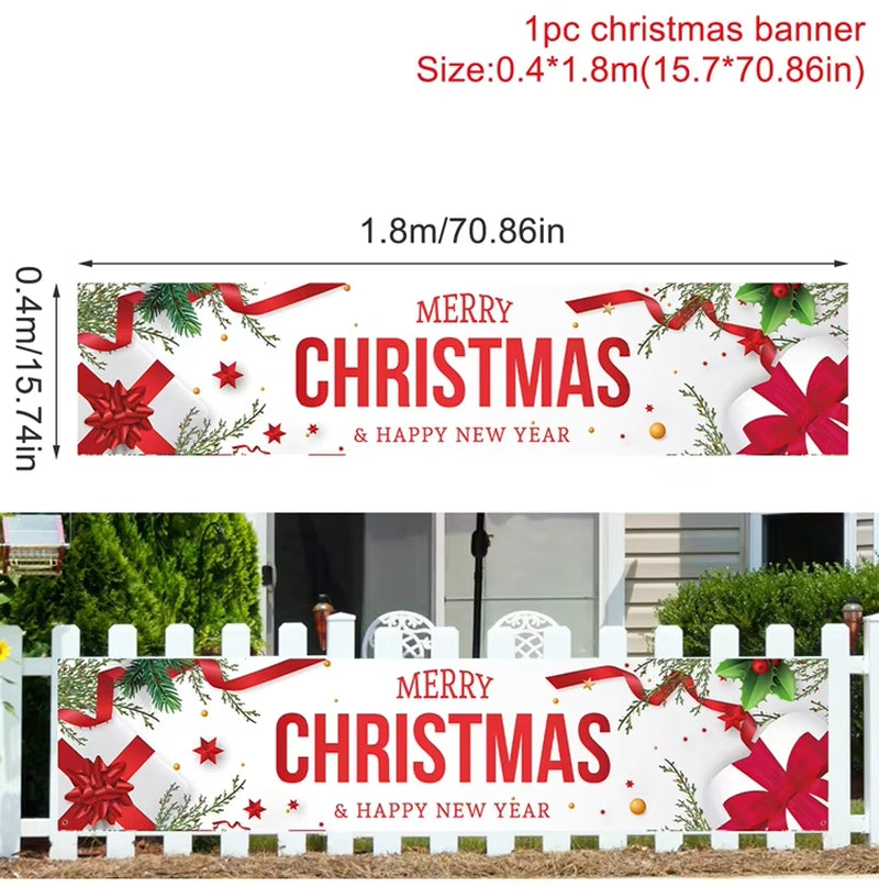 Merry Christmas Banner Christmas Decor for Home Outdoor 2024 Navidad Noel Christmas Ornaments Xmas Gifts New Year 2025