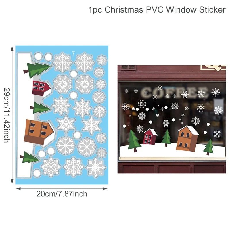 Christmas Window Stickers Merry Christmas Decorations for Home Santa Claus 2021 Christmas Ornament Navidad Xmas Gifts New Year