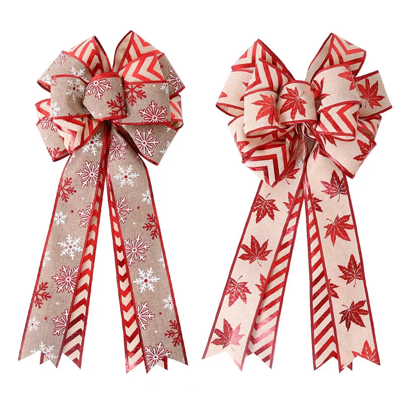 Large Christmas Bow Christmas Tree Decoration New Year'S Eve Decorations Christmas Party Ribbon Bow Linen Bowknot