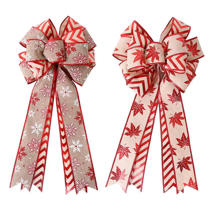 Large Christmas Bow Christmas Tree Decoration New Year'S Eve Decorations Christmas Party Ribbon Bow Linen Bowknot