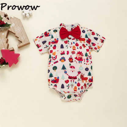 My First Christmas Baby Boy Christmas Outfits Cartoon Fox Deer Romper+Overalls Carnival New Year Clothes for Newborns