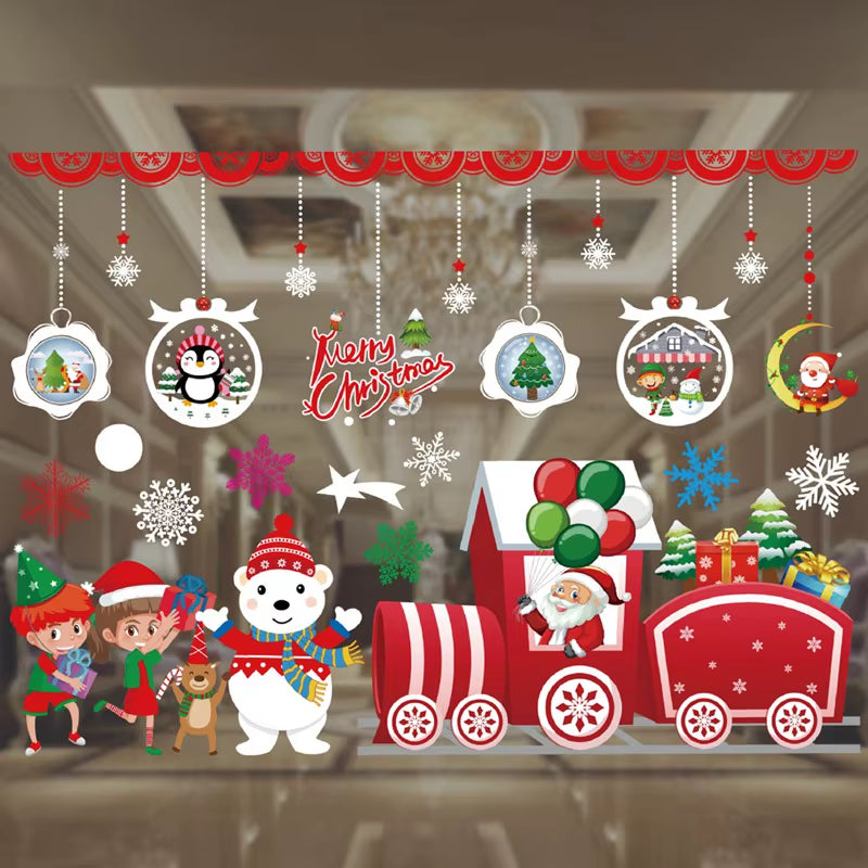Christmas Window Stickers Merry Christmas Decorations for Home Santa Claus 2021 Christmas Ornament Navidad Xmas Gifts New Year