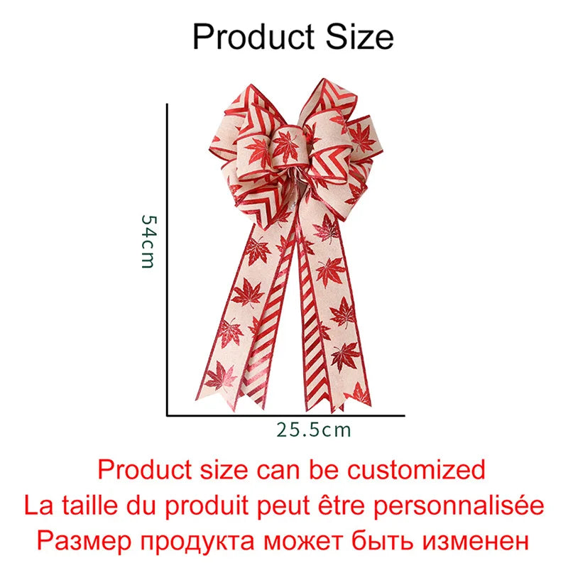 Large Christmas Bow Christmas Tree Decoration New Year'S Eve Decorations Christmas Party Ribbon Bow Linen Bowknot