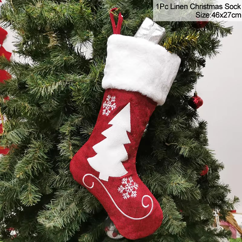Knitted Christmas Stocking Socks Sack New Year Gift Candy Bags Christmas Decorations for Home Xmas Tree Hanging Ornaments Natal
