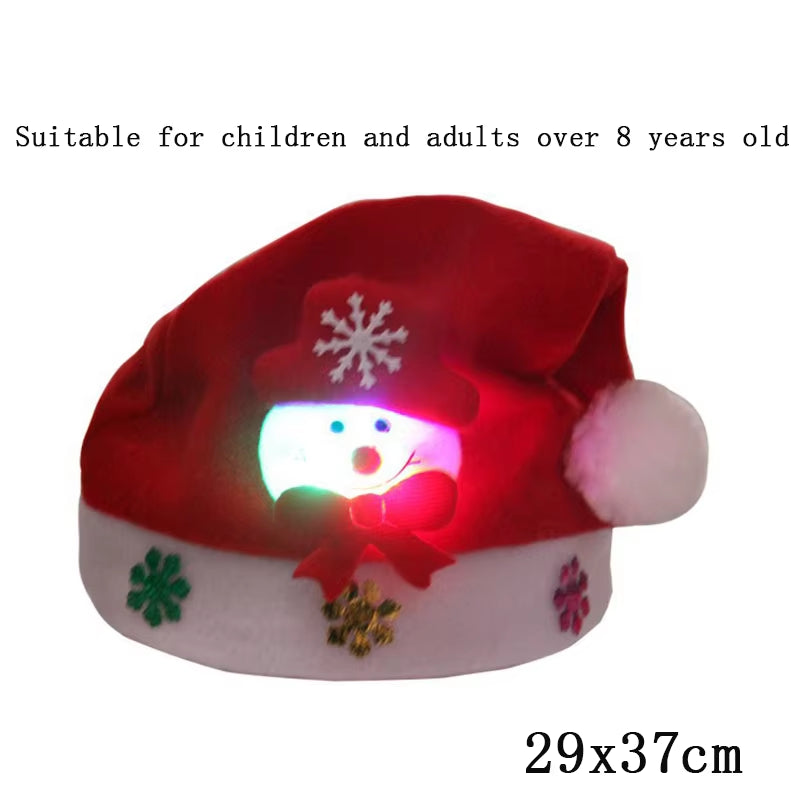 Knitted LED Christmas Hat Beanie Light up Illuminate Warm Hat Christmas Tree Snowman Kids Adults New Year Christmas Decor