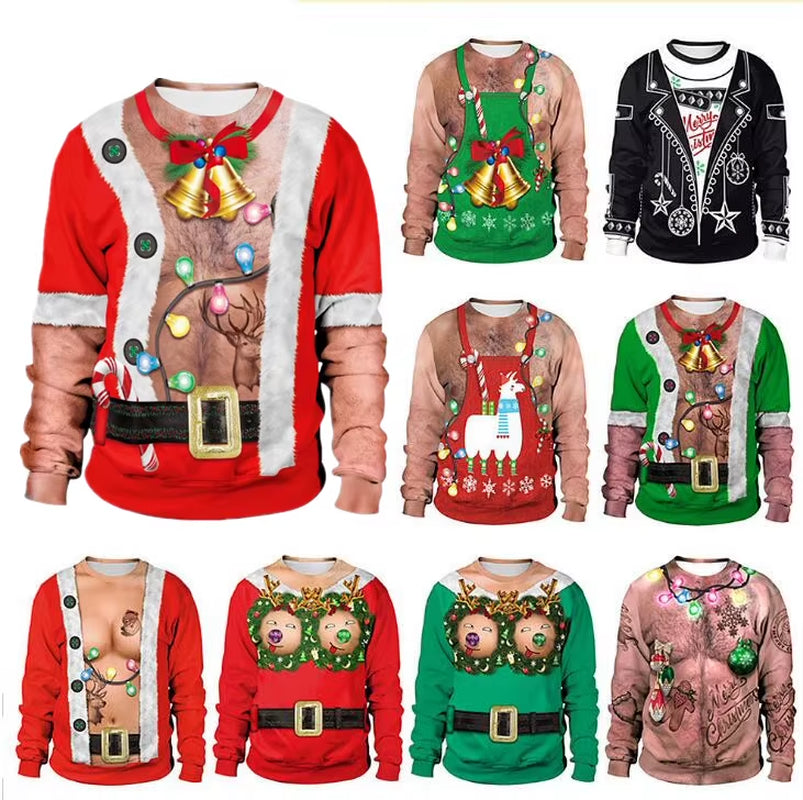 New Listing Christmas Sweaters Stylish Unisex Men Women Santa Claus Ugly Christmas Sweater Novelty Sexy Retro Crew-Neck Hoodie
