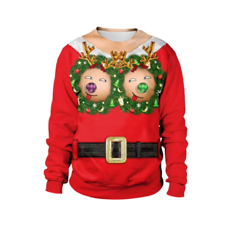 New Listing Christmas Sweaters Stylish Unisex Men Women Santa Claus Ugly Christmas Sweater Novelty Sexy Retro Crew-Neck Hoodie