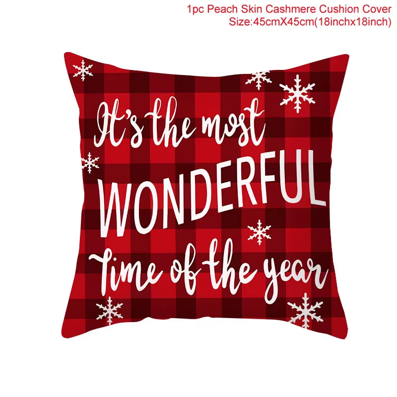 Christmas Cushion Cover Christmas Ornaments Merry Christmas Decorations for Home 2023 XMAS Navidad Noel Gifts New Year 2024