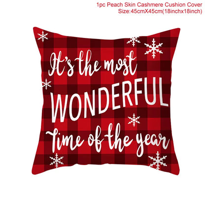 Christmas Cushion Cover Christmas Ornaments Merry Christmas Decorations for Home 2023 XMAS Navidad Noel Gifts New Year 2024