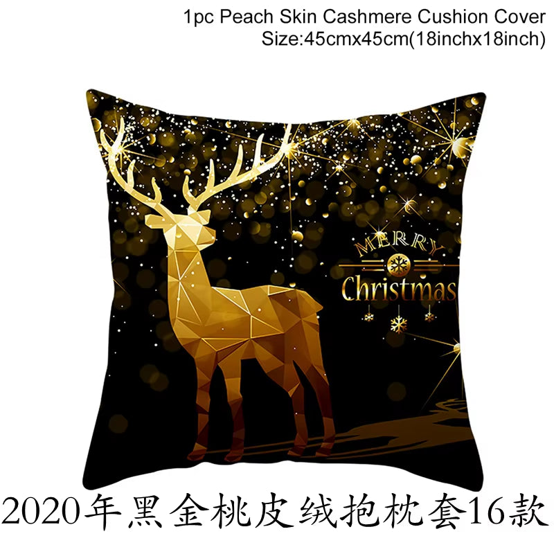 Christmas Cushion Cover Christmas Ornaments Merry Christmas Decorations for Home 2023 XMAS Navidad Noel Gifts New Year 2024