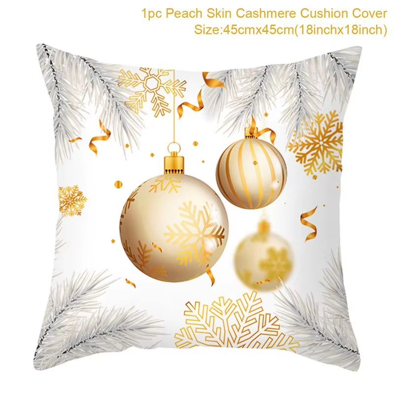 Christmas Cushion Cover Christmas Ornaments Merry Christmas Decorations for Home 2023 XMAS Navidad Noel Gifts New Year 2024