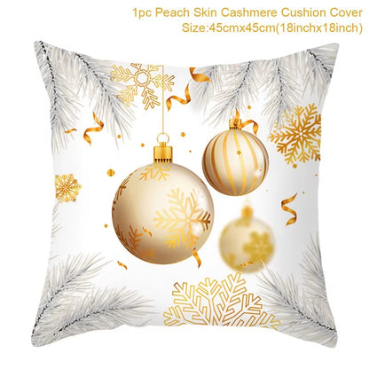 Christmas Cushion Cover Christmas Ornaments Merry Christmas Decorations for Home 2023 XMAS Navidad Noel Gifts New Year 2024