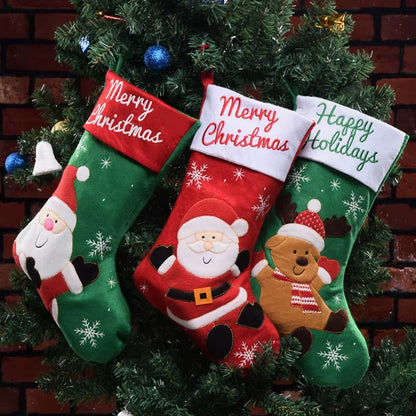 Knitted Christmas Stocking Socks Sack New Year Gift Candy Bags Christmas Decorations for Home Xmas Tree Hanging Ornaments Natal