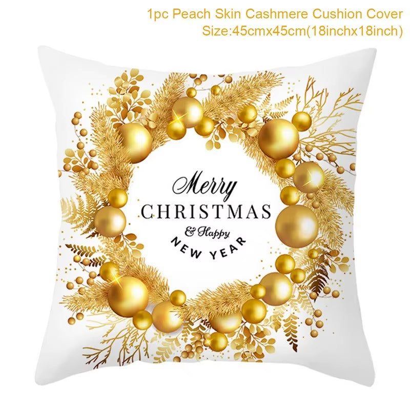 Christmas Cushion Cover Christmas Ornaments Merry Christmas Decorations for Home 2023 XMAS Navidad Noel Gifts New Year 2024
