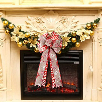 Large Christmas Bow Christmas Tree Decoration New Year'S Eve Decorations Christmas Party Ribbon Bow Linen Bowknot
