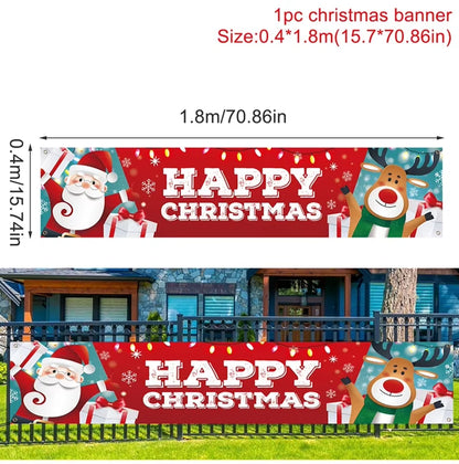 Merry Christmas Banner Christmas Decor for Home Outdoor 2024 Navidad Noel Christmas Ornaments Xmas Gifts New Year 2025