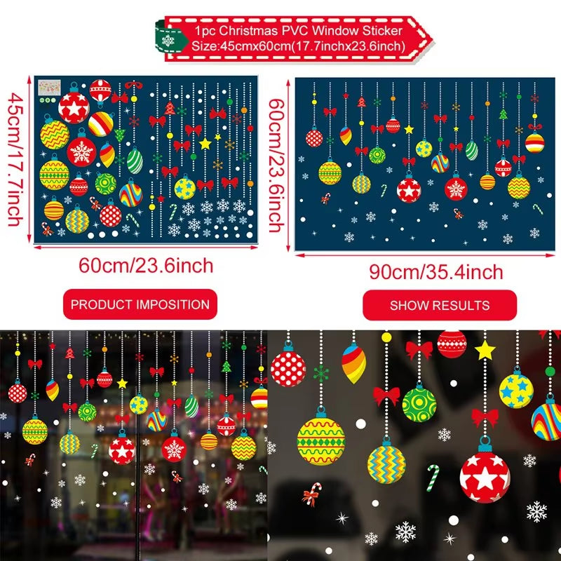 Christmas Wall Window Stickers Marry Christmas Decoration for Home 2024 Christmas Ornaments Xmas Navidad Gift New Year 2025