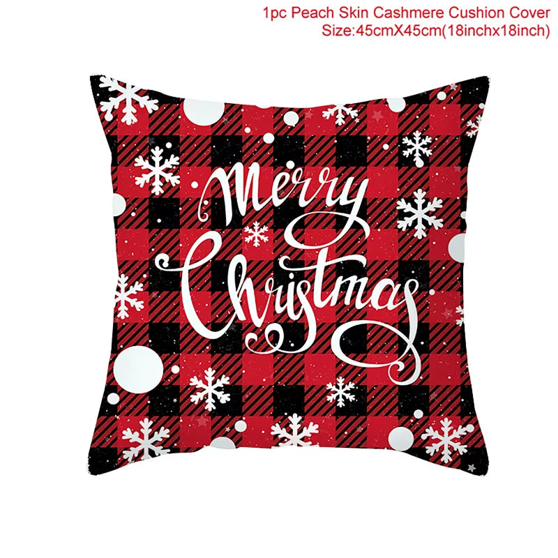 Christmas Cushion Cover Christmas Ornaments Merry Christmas Decorations for Home 2023 XMAS Navidad Noel Gifts New Year 2024