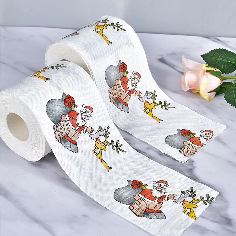 Christmas Pattern Color Toilet Paper, Santa Christmas Tree Printed Tissue, Home Gifts, Happy New Year, 2024