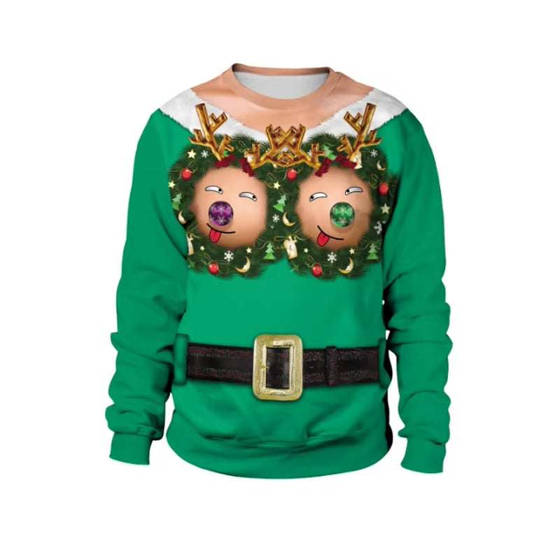 New Listing Christmas Sweaters Stylish Unisex Men Women Santa Claus Ugly Christmas Sweater Novelty Sexy Retro Crew-Neck Hoodie