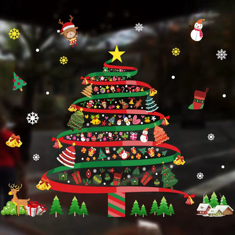 Christmas Window Stickers Merry Christmas Decorations for Home Santa Claus 2021 Christmas Ornament Navidad Xmas Gifts New Year