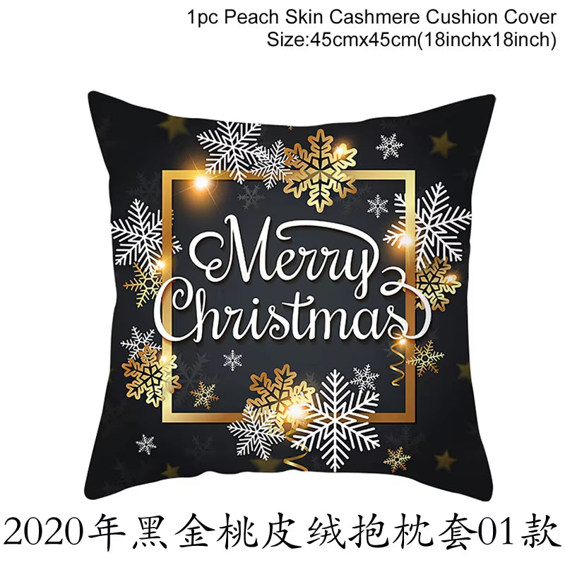 Christmas Cushion Cover Christmas Ornaments Merry Christmas Decorations for Home 2023 XMAS Navidad Noel Gifts New Year 2024