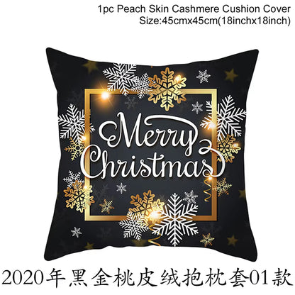 Christmas Cushion Cover Christmas Ornaments Merry Christmas Decorations for Home 2023 XMAS Navidad Noel Gifts New Year 2024