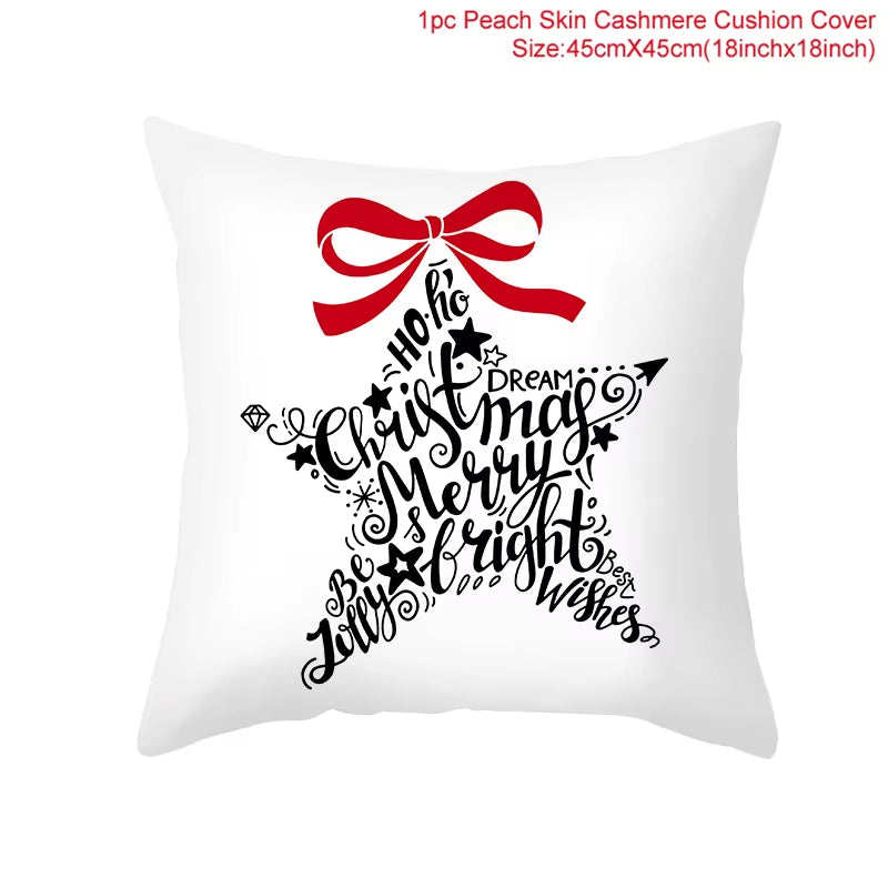 Christmas Cushion Cover Christmas Ornaments Merry Christmas Decorations for Home 2023 XMAS Navidad Noel Gifts New Year 2024