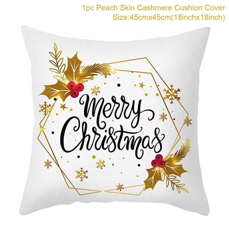 Christmas Cushion Cover Christmas Ornaments Merry Christmas Decorations for Home 2023 XMAS Navidad Noel Gifts New Year 2024