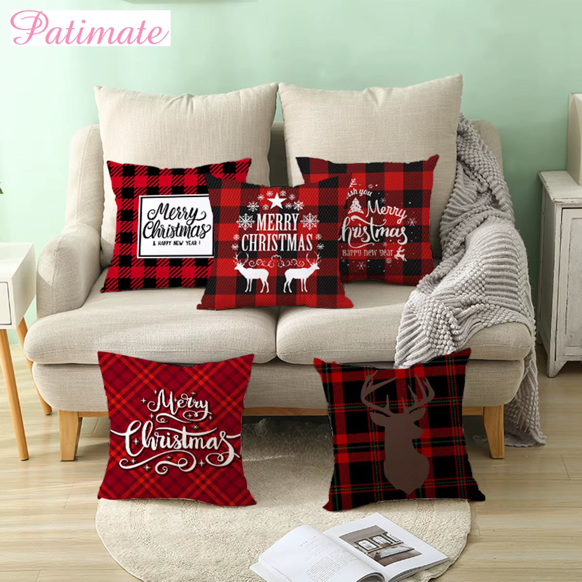 Christmas Cushion Cover Christmas Ornaments Merry Christmas Decorations for Home 2023 XMAS Navidad Noel Gifts New Year 2024