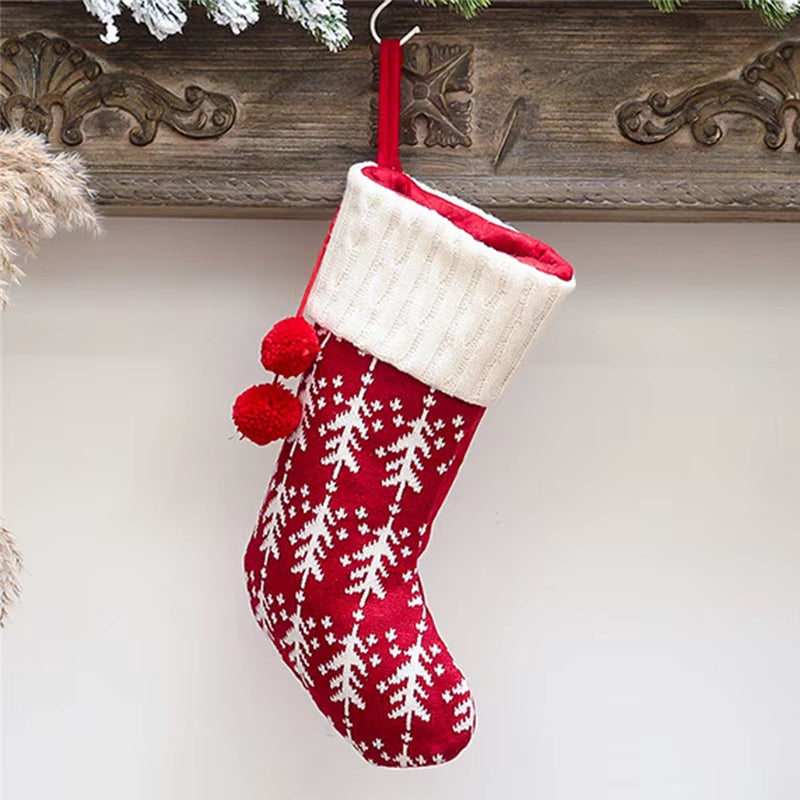 Knitted Christmas Stocking Socks Sack New Year Gift Candy Bags Christmas Decorations for Home Xmas Tree Hanging Ornaments Natal
