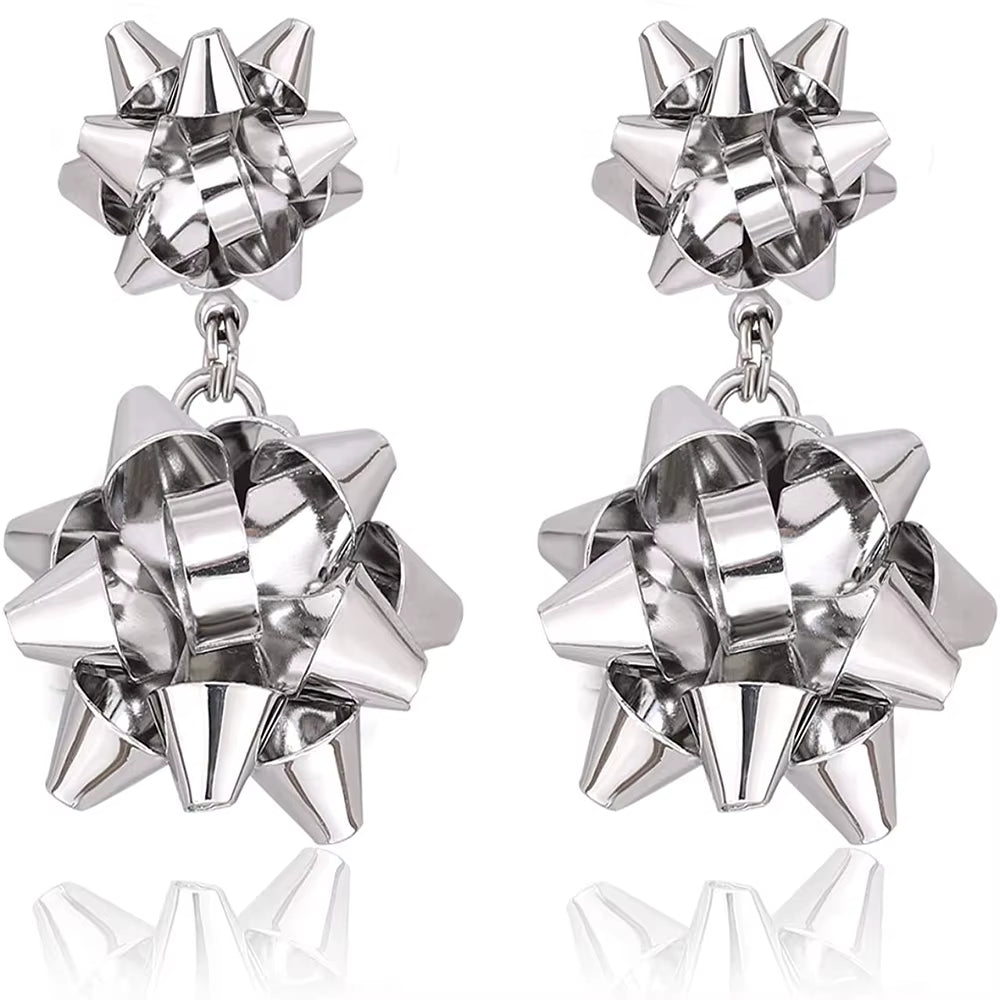 Christmas Bow Earrings Xmas Present Bow Earrings Christmas Stud Earrings for Women Girls 2023 Fashion New Year Gift