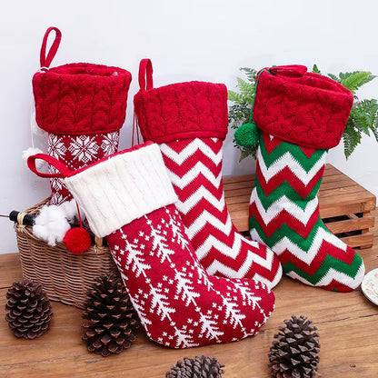 Knitted Christmas Stocking Socks Sack New Year Gift Candy Bags Christmas Decorations for Home Xmas Tree Hanging Ornaments Natal