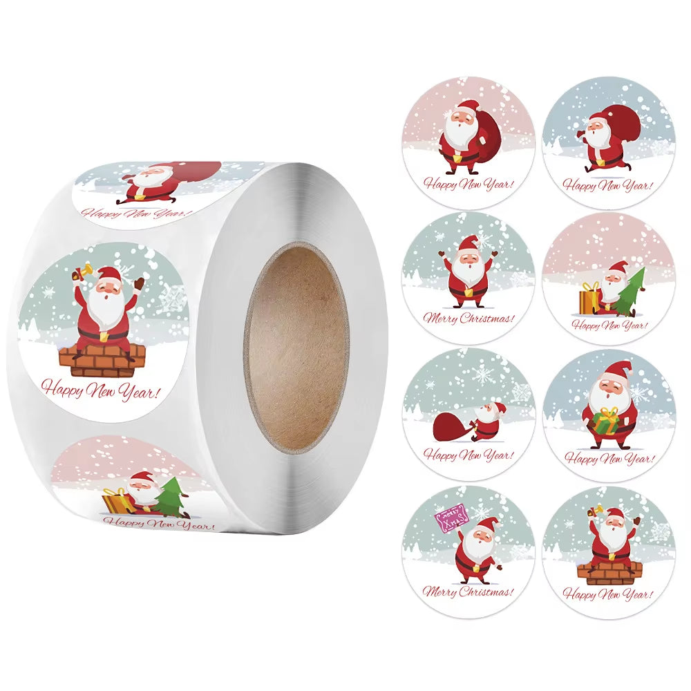 100-500Pcs Merry Christmas Stickers Christmas Theme Seal Labels Stickers for DIY Gift Baking Package Envelope Stationery Decor