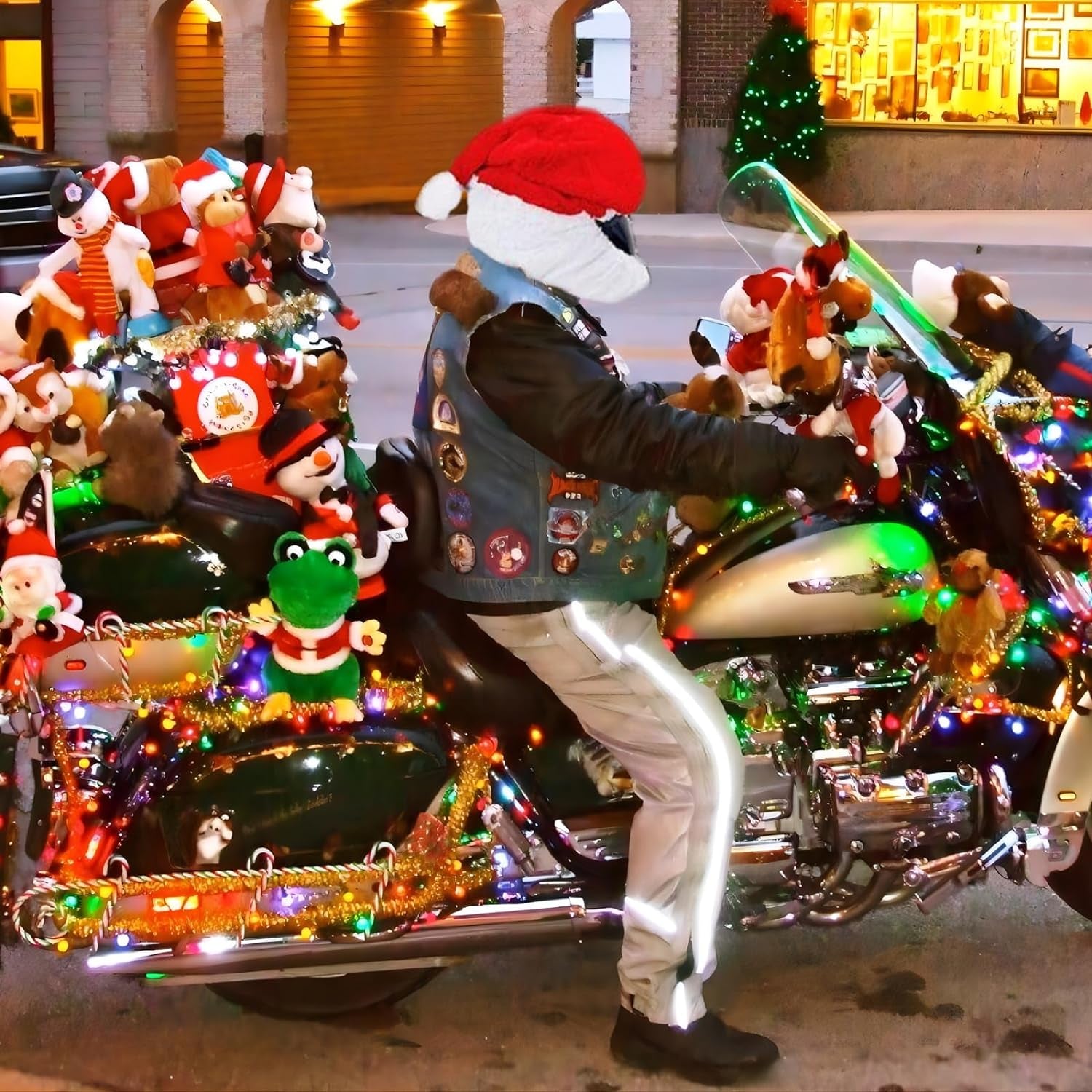 Christmas Helmet Cover for Motorcycle Helmet, Santa Claus Xmas Motorcycle Helmet Cover Funny Riding Gear Gifts