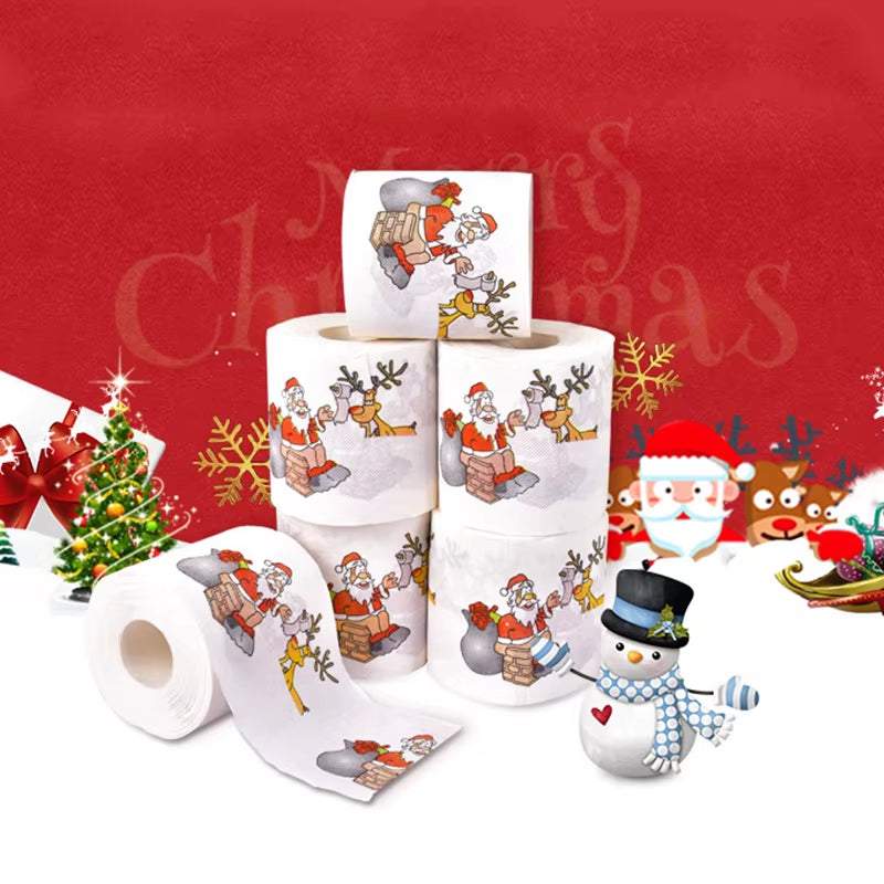 Christmas Pattern Color Toilet Paper, Santa Christmas Tree Printed Tissue, Home Gifts, Happy New Year, 2024