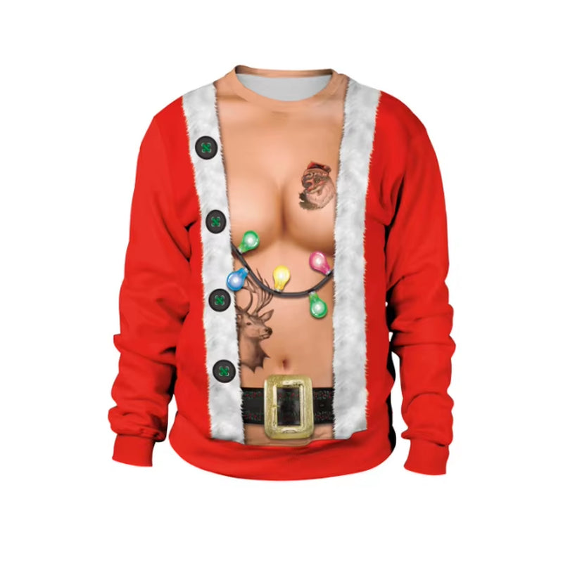 New Listing Christmas Sweaters Stylish Unisex Men Women Santa Claus Ugly Christmas Sweater Novelty Sexy Retro Crew-Neck Hoodie