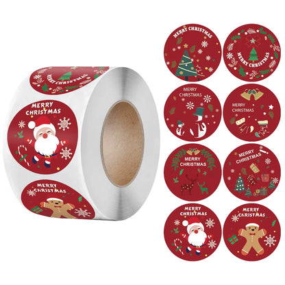 100-500Pcs Merry Christmas Stickers Christmas Theme Seal Labels Stickers for DIY Gift Baking Package Envelope Stationery Decor