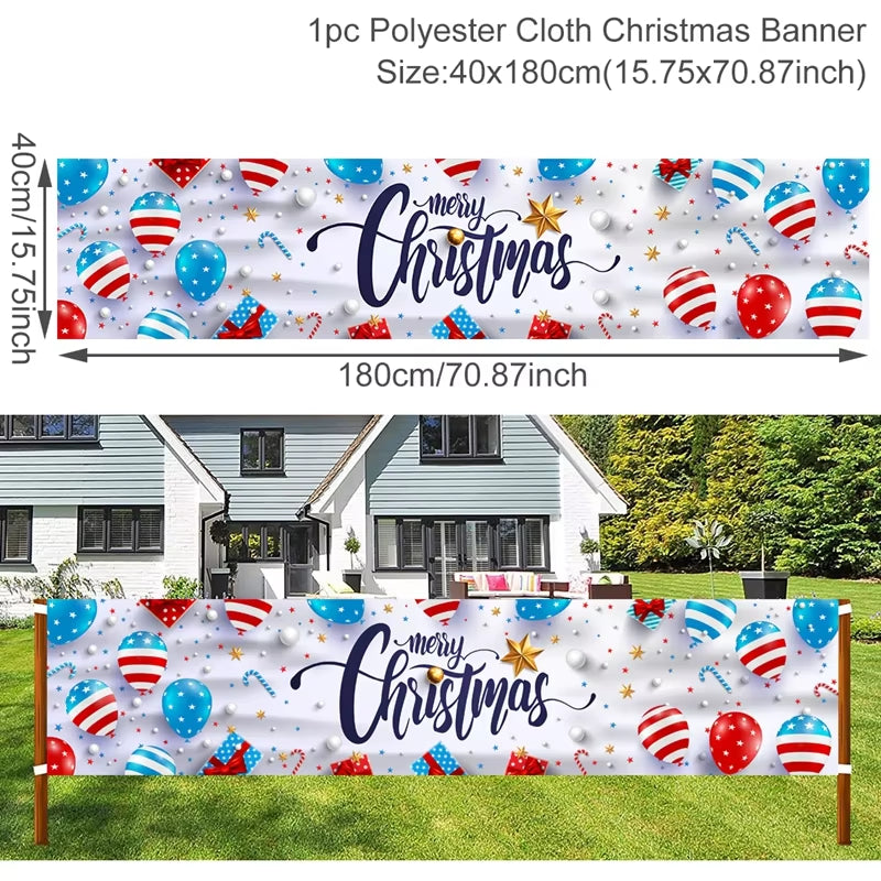Merry Christmas Banner Christmas Decor for Home Outdoor 2024 Navidad Noel Christmas Ornaments Xmas Gifts New Year 2025