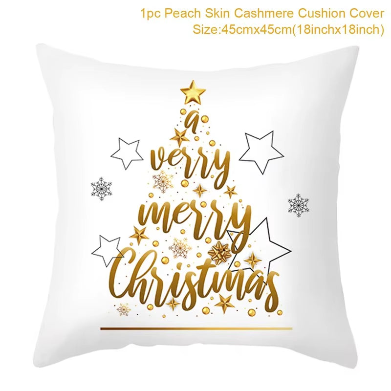 Christmas Cushion Cover Christmas Ornaments Merry Christmas Decorations for Home 2023 XMAS Navidad Noel Gifts New Year 2024