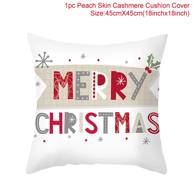 Christmas Cushion Cover Christmas Ornaments Merry Christmas Decorations for Home 2023 XMAS Navidad Noel Gifts New Year 2024