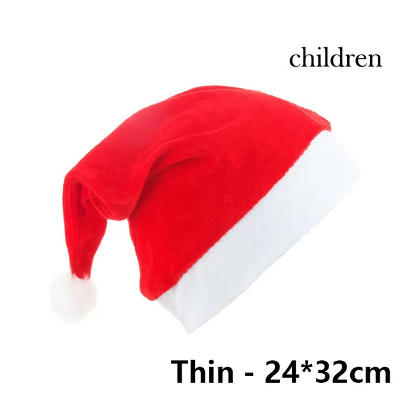 Christmas Hats New Year Thick Plush Hat Adults Kids Hat Christmas Decorations for Home Xmas Santa Claus Gifts Warm Winter Cap