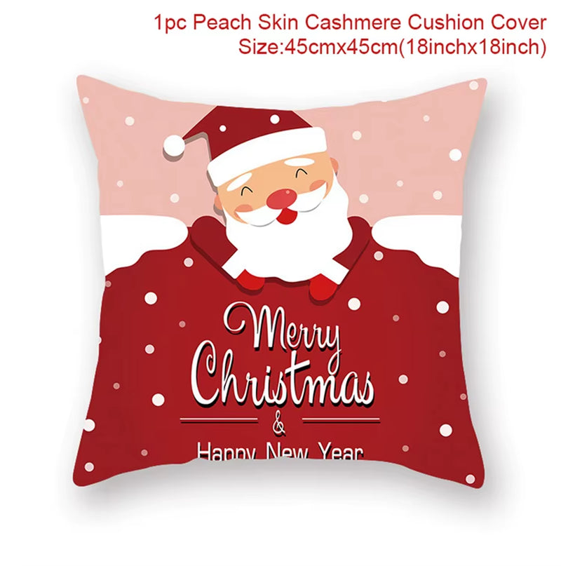 Christmas Cushion Cover Christmas Ornaments Merry Christmas Decorations for Home 2023 XMAS Navidad Noel Gifts New Year 2024