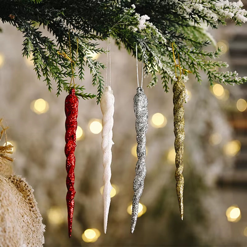 10Pcs 13Cm Christmas Simulation Ice Xmas Tree Hanging Ornament Fake Icicle Winter Party Christmas New Year Home Decoration 2023