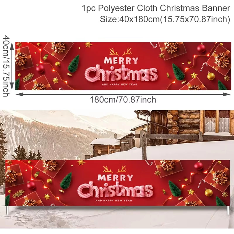 Merry Christmas Banner Christmas Decor for Home Outdoor 2024 Navidad Noel Christmas Ornaments Xmas Gifts New Year 2025