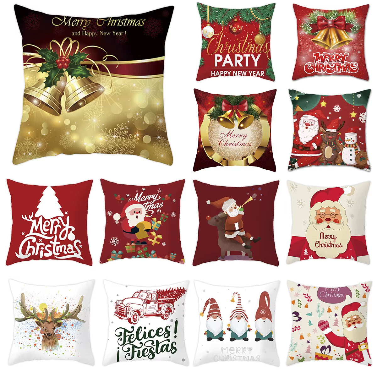 Christmas Cushion Cover Christmas Ornaments Merry Christmas Decorations for Home 2023 XMAS Navidad Noel Gifts New Year 2024