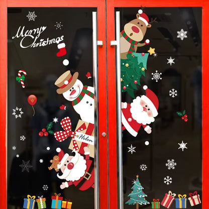 Christmas Window Stickers Merry Christmas Decorations for Home Santa Claus 2021 Christmas Ornament Navidad Xmas Gifts New Year