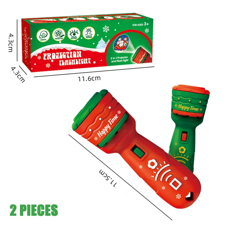 Kids Projector Flashlight Toy Early Education Cognitive Lighting Cartoon Xmas Pattern Fun Projector Children Boy Girl Gift